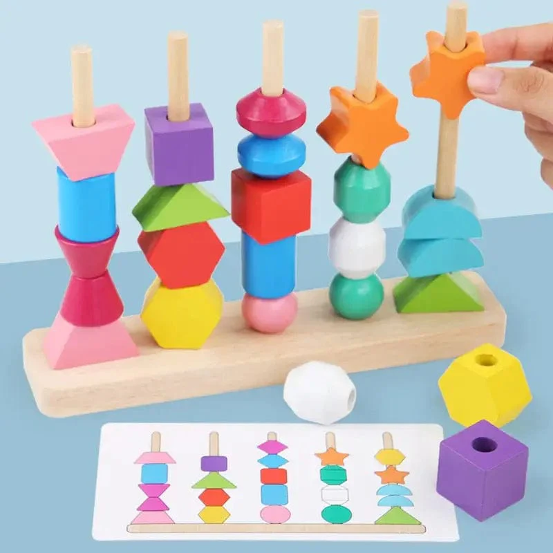 Jeu d'éveil en bois Montessori - Les Formes Empilées – Image 2
