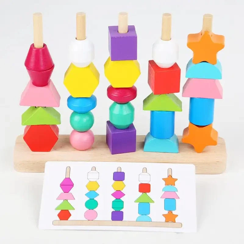 Jeu d'éveil en bois Montessori - Les Formes Empilées – Image 3